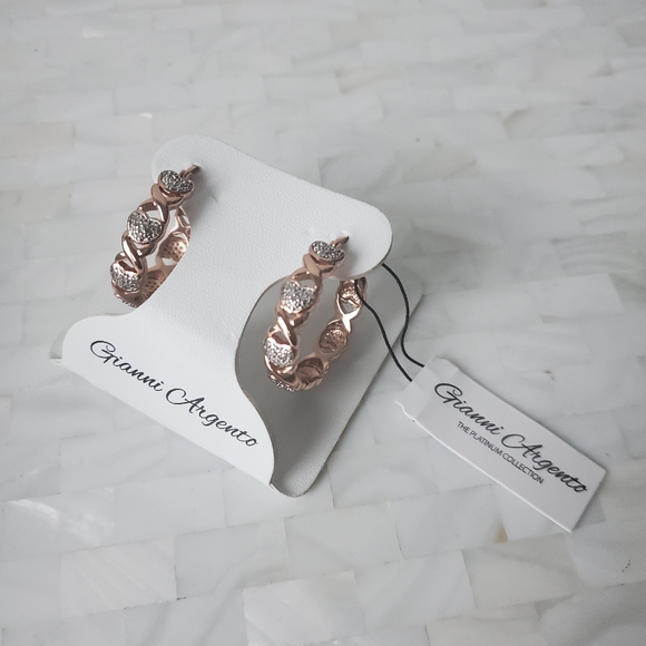 Gianni Argento Hoop Platinum Collection Earrings - Picture 1 of 4